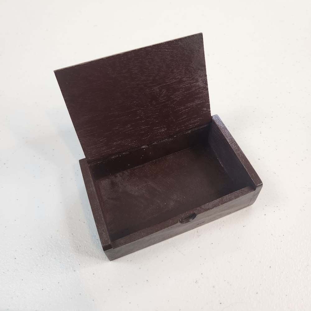Vintage Elephant Silver Tone Wood Trinket Box Eclectic Boho Home Decor - Picture 4 of 7